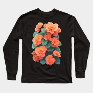 Orange Begonia Flowers Long Sleeve T-Shirt